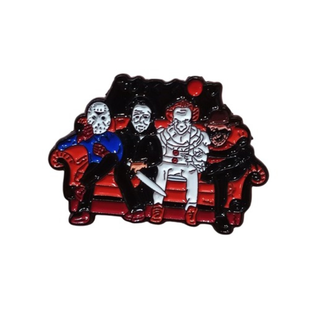 Friends x Horror Jason, Michael Myers, Freddy & Pennywise On Couch Enamel Pin